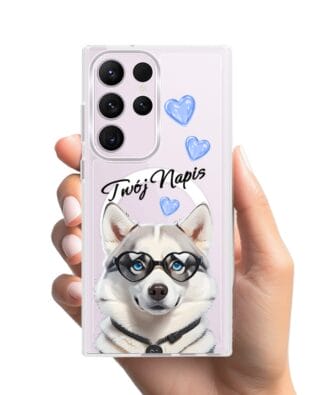Etui do Samsung Galaxy S23 Ultra z MagSafe przeźroczyste, silikonowe Flexi, Puppy Love, pies rasy Husky