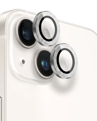 Metalowa osłona obiektywu aparatu ze szkła hartowanego 9H do iPhone 14, 1 zestaw, srebrna