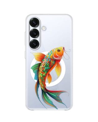 Etui do Samsung Galaxy S25 Plus z MagSafe przeźroczyste, silikonowe Flexi, Dzika Mandala, Złota ryba