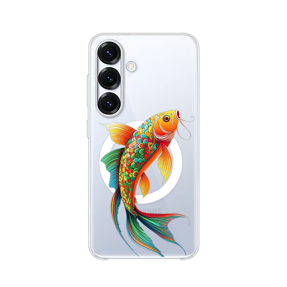 Etui do Samsung Galaxy S25 Plus z MagSafe przeźroczyste, silikonowe Flexi, Dzika Mandala, Złota ryba