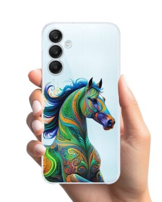 Etui do Samsung Galaxy M35 5G przeźroczyste, silikonowe Flexi, Dzika Mandala, Koń