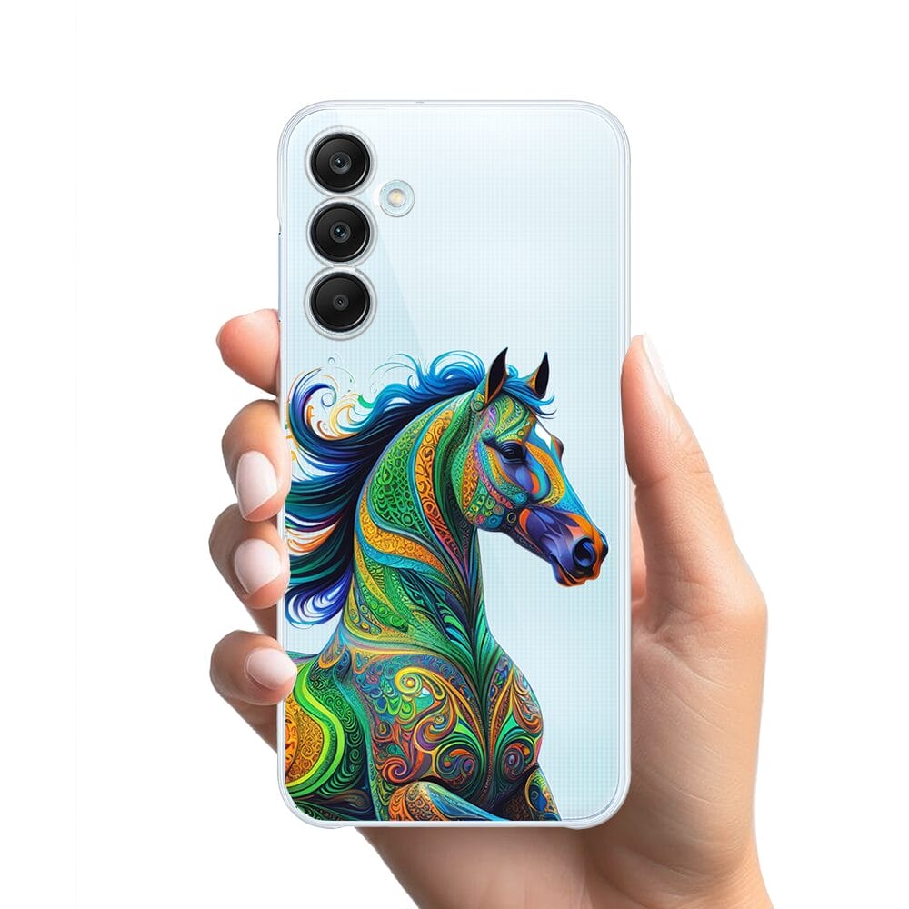 Etui do Samsung Galaxy M35 5G przeźroczyste, silikonowe Flexi, Dzika Mandala, Koń - obrazek 2