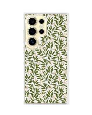 Etui do Samsung Galaxy S24 Ultra z MagSafe przeźroczyste, silikonowe Flexi, zielone gałązki