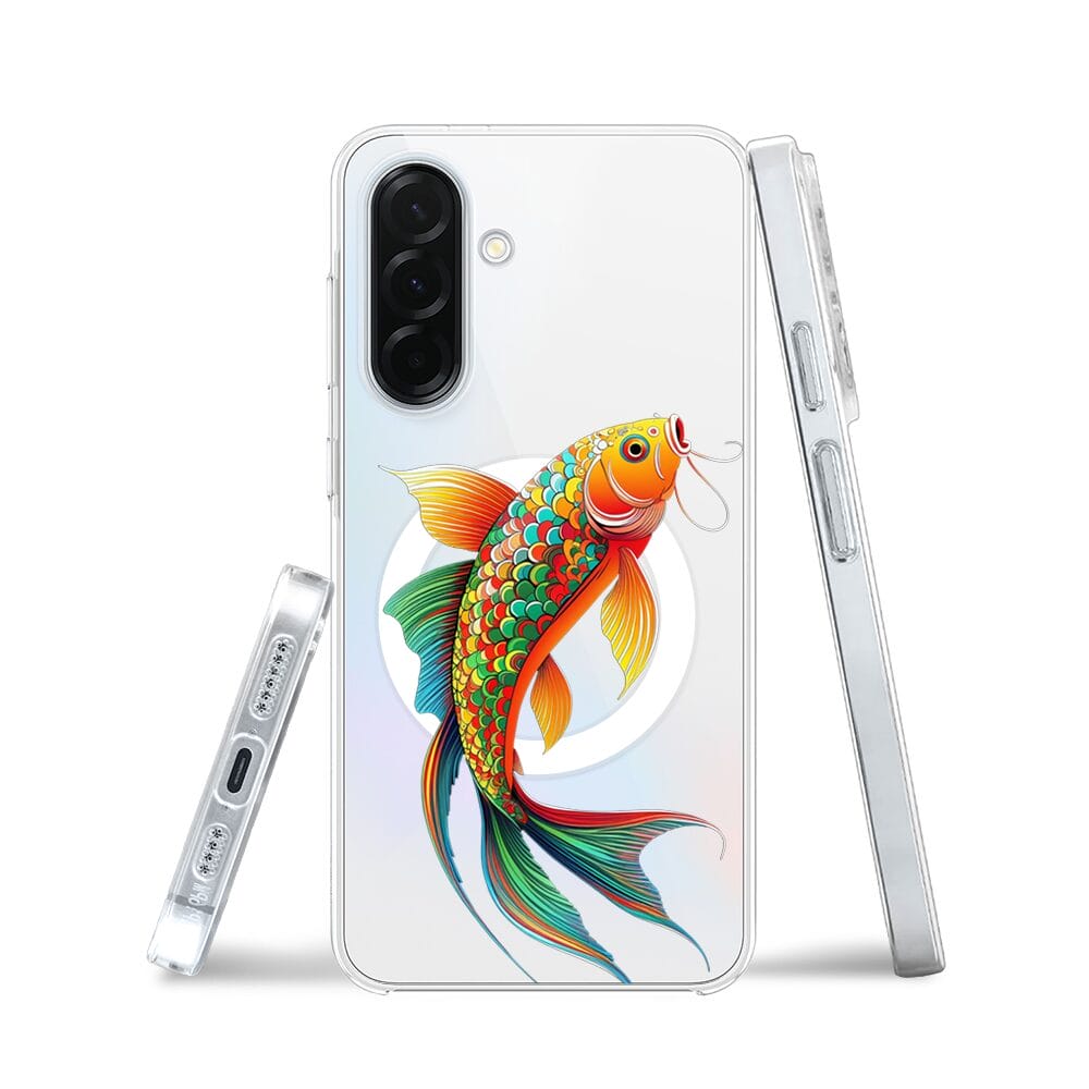 Etui do Samsung Galaxy A36 5G z MagSafe przeźroczyste, silikonowe Flexi, Dzika Mandala, Złota ryba - obrazek 3