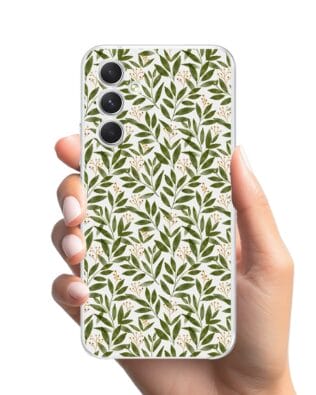 Etui do Samsung Galaxy A54 5G przeźroczyste, silikonowe Flexi, zielone gałązki
