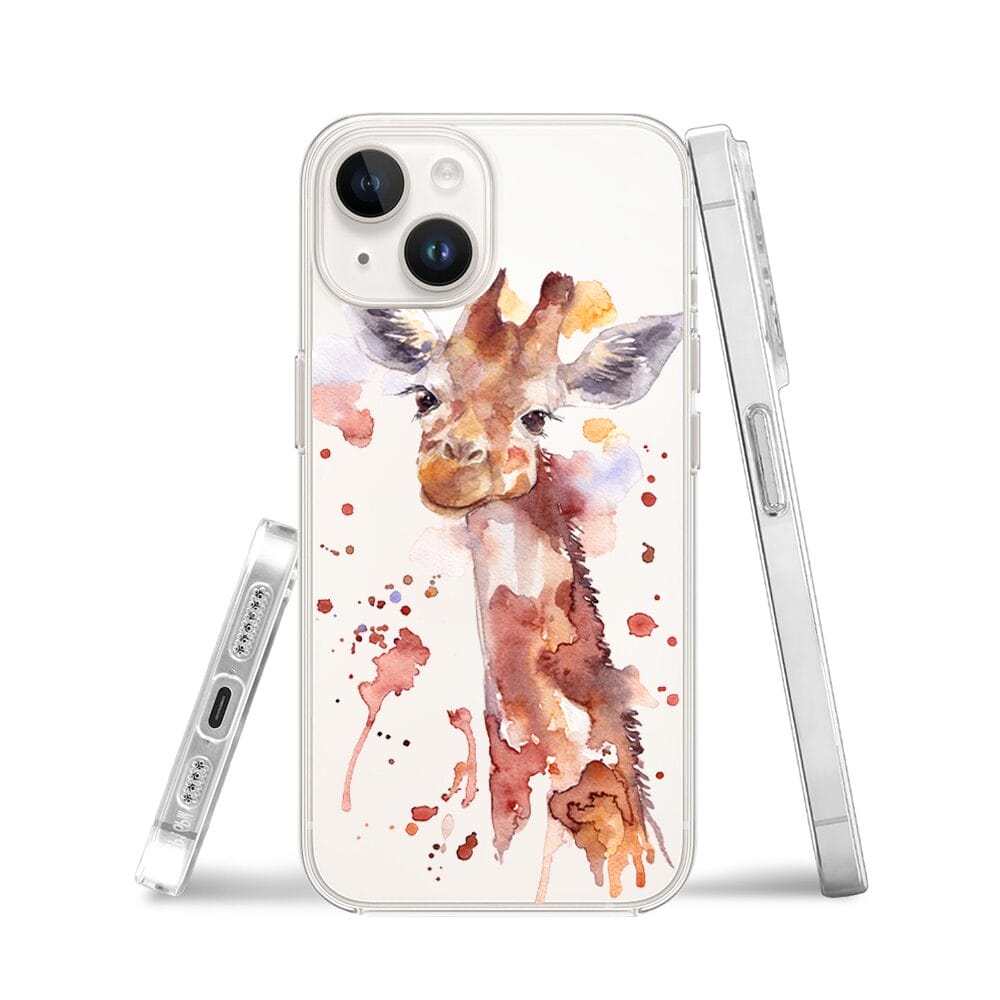 Etui do iPhone 13 Mini przeźroczyste, silikonowe Flexi, Akwarelowe Zoo, Żyrafa - obrazek 3
