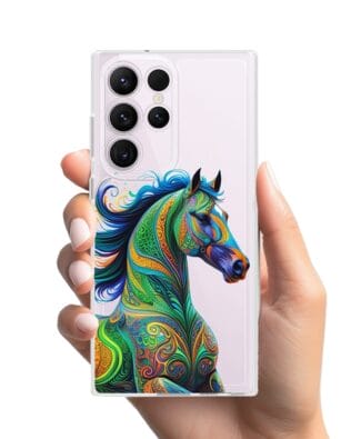 Etui do Samsung Galaxy S23 Ultra przeźroczyste, silikonowe Flexi, Dzika Mandala, Koń