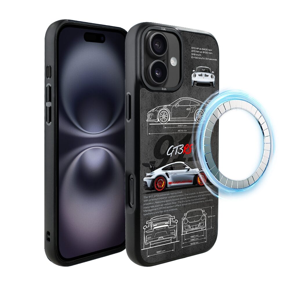 Etui do iPhone 16 Plus IBIZU DropGuard Matt z MagSafe, TechDrive, 911 GT3 RS