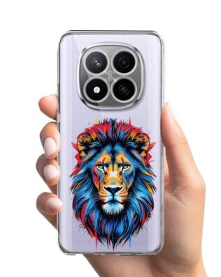 Etui do Xiaomi Redmi Note 14 Pro 4G przeźroczyste, silikonowe Flexi, Dzika Mandala, Lew