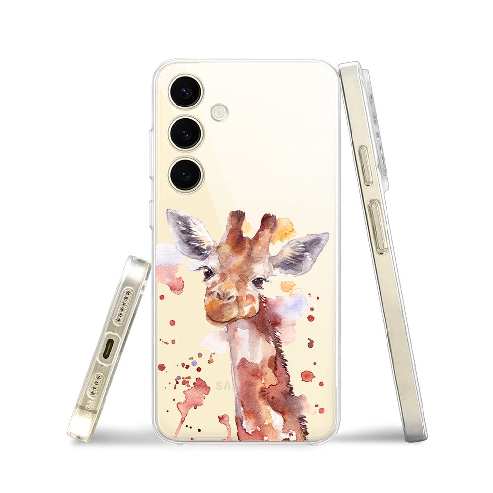 Etui do Samsung Galaxy S24 Plus przeźroczyste, silikonowe Flexi, Akwarelowe Zoo, Żyrafa - obrazek 3