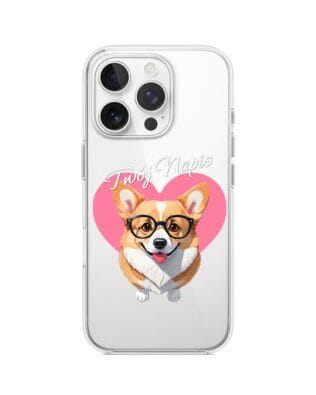 Etui do iPhone 15 Pro Max przeźroczyste, silikonowe Flexi, Puppy Love, pies rasy Corgi