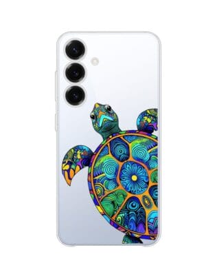 Etui do Samsung Galaxy S25 przeźroczyste, silikonowe Flexi, Dzika Mandala, Żółw