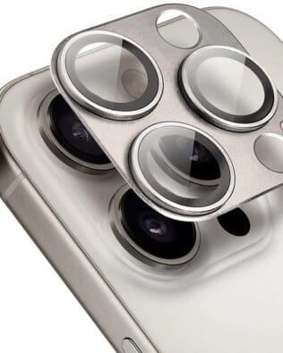 Metalowa osłona na cały aparat z wbudowanymi szkłami do iPhone 16 Pro Max, tytanowa