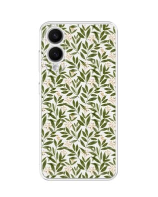 Etui do Samsung Galaxy S25 Edge przeźroczyste, silikonowe Flexi, zielone gałązki