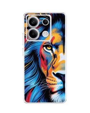 Etui do Xiaomi Redmi Note 13 Pro 5G przeźroczyste, silikonowe Flexi, Dzika Mandala, Lwie spojrzenie
