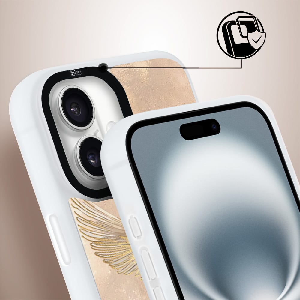 Etui do iPhone 16 IBIZU DropGuard Matt z MagSafe, Boho, Złote żurawie - obrazek 3