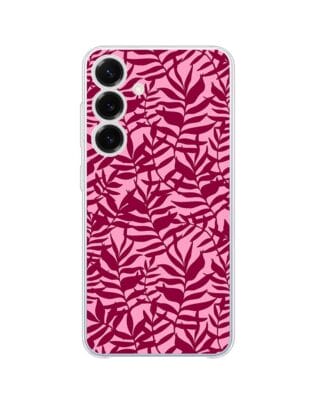 Etui do Samsung Galaxy S25 Plus przeźroczyste, silikonowe Flexi, bordowe liście