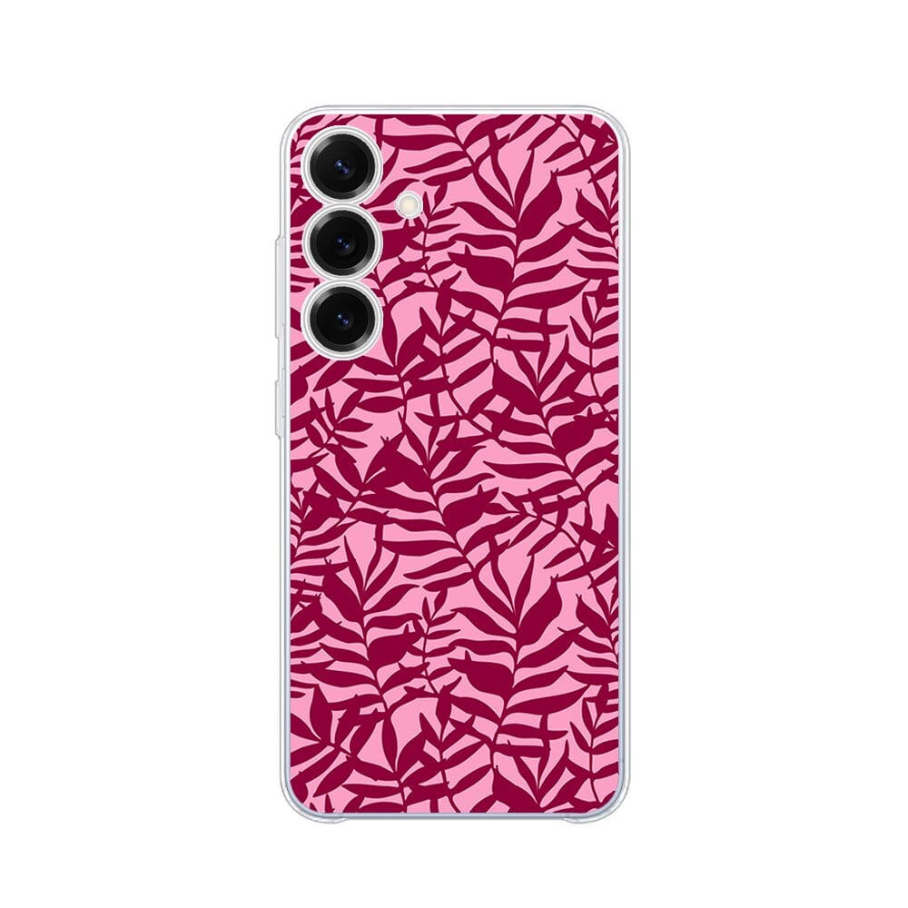 Etui do Samsung Galaxy S25 Plus przeźroczyste, silikonowe Flexi, bordowe liście