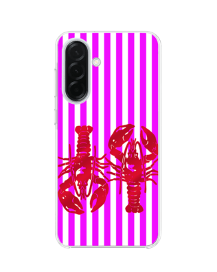Etui do Samsung Galaxy A36 5G z MagSafe przeźroczyste, silikonowe Flexi, kraby z różowymi paskami