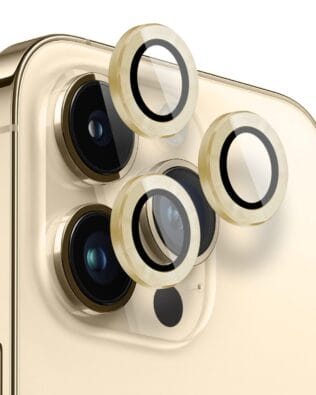 Metalowa osłona obiektywu aparatu ze szkła hartowanego 9H do iPhone 13 Pro, 1 zestaw, złota