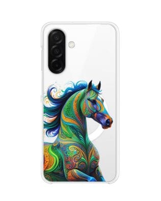 Etui do Samsung Galaxy A26 5G z MagSafe przeźroczyste, silikonowe Flexi, Dzika Mandala, Koń