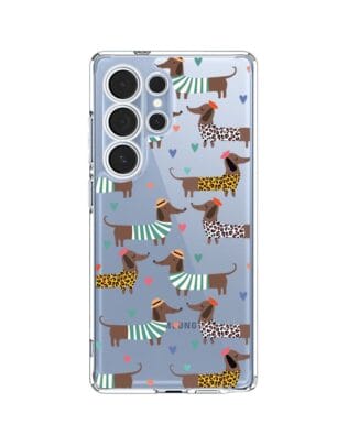 Etui do Samsung Galaxy S25 Ultra przeźroczyste, silikonowe Flexi, zakochane jamniki