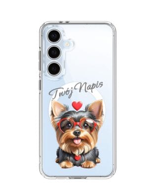 Etui do Samsung Galaxy S24 FE z MagSafe przeźroczyste, silikonowe Flexi, Puppy Love, pies rasy York