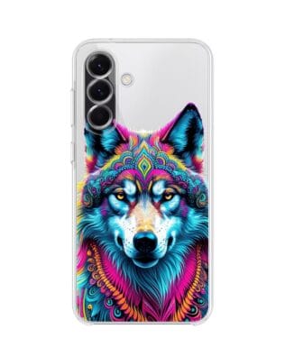 Etui do Samsung Galaxy A56 5G przeźroczyste, silikonowe Flexi, Dzika Mandala, Wilk