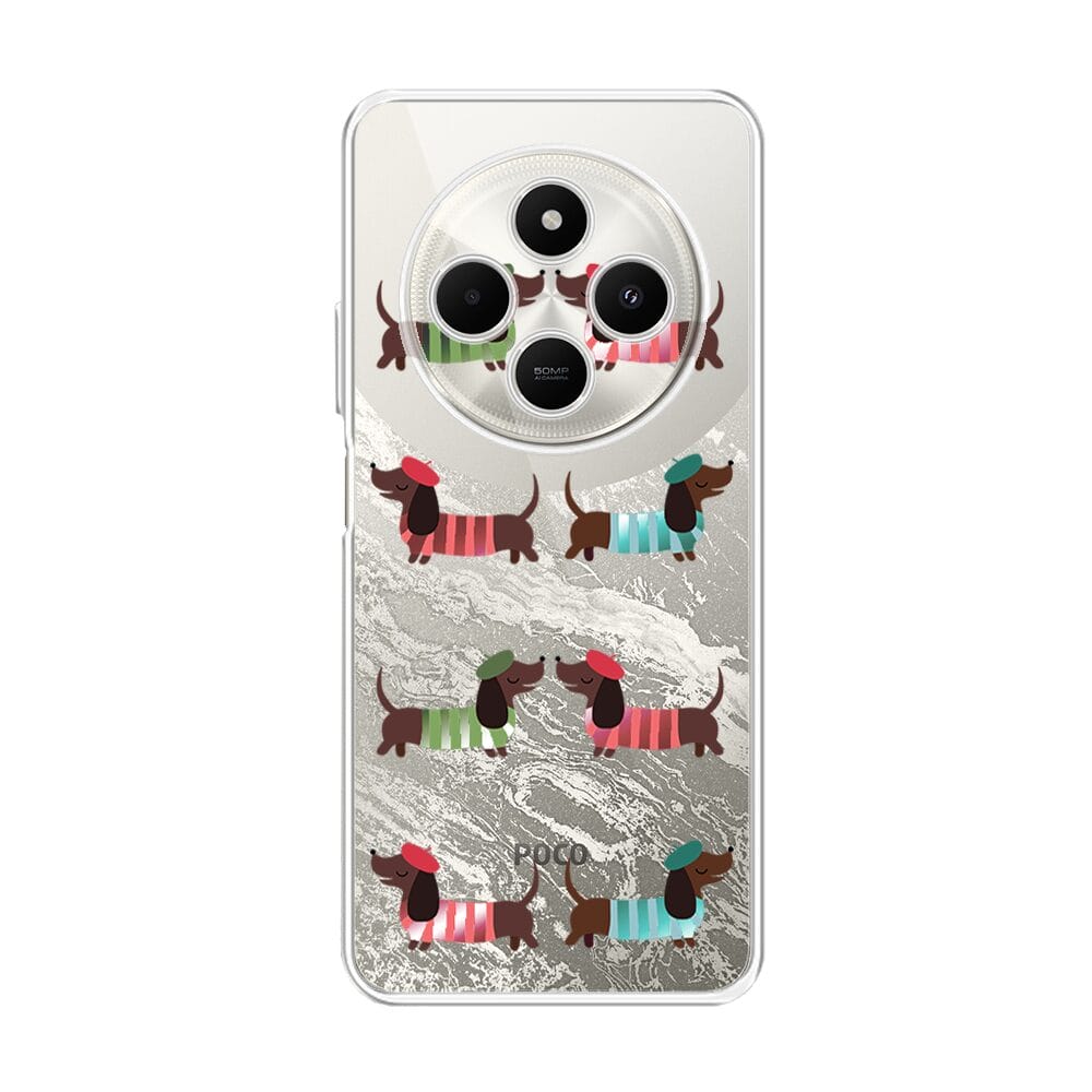 Etui do Xiaomi POCO C75 przeźroczyste, silikonowe Flexi, jamnik w Paryżu