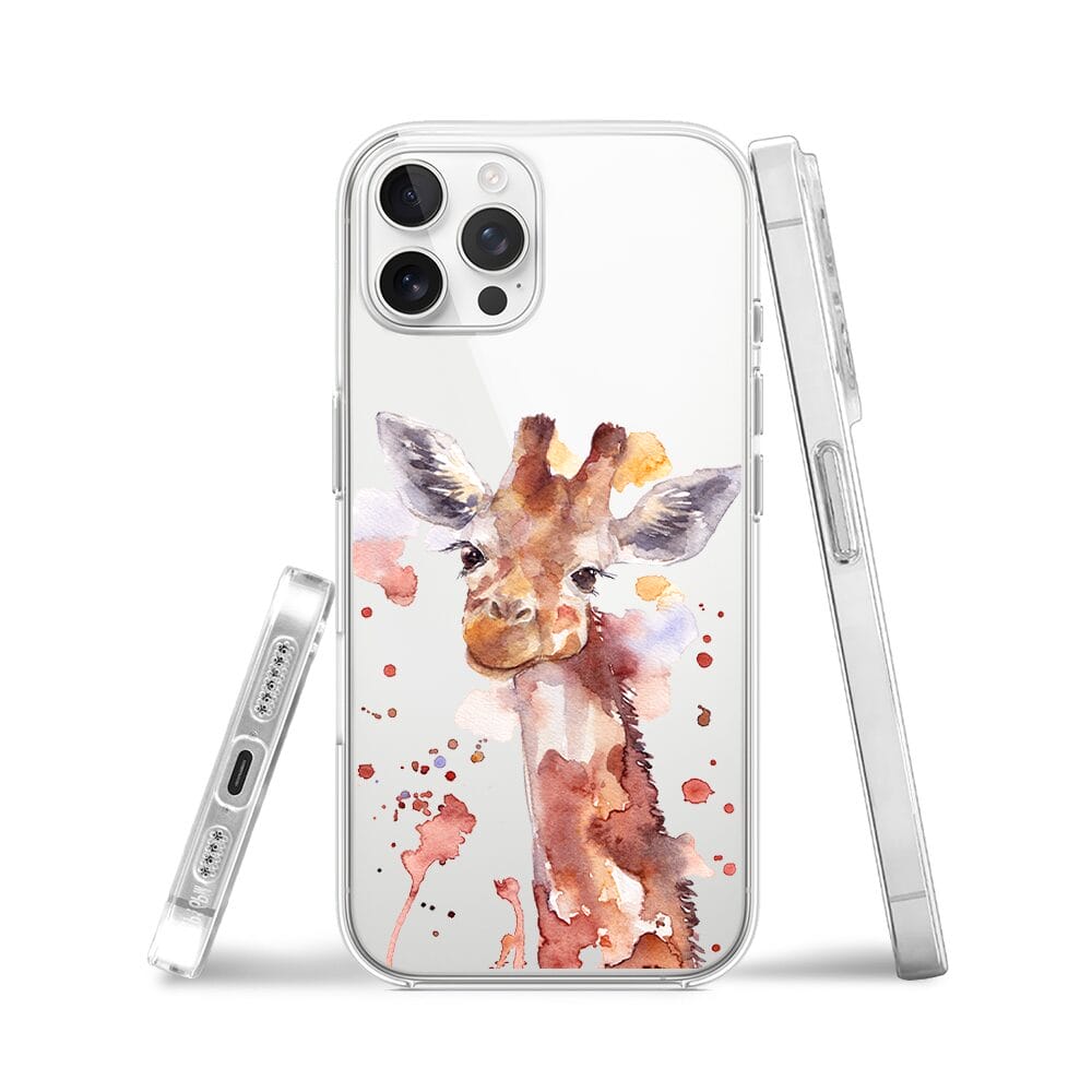Etui do iPhone 12 Pro Max przeźroczyste, silikonowe Flexi, Akwarelowe Zoo, Żyrafa - obrazek 3