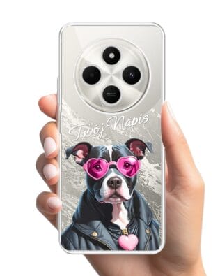 Etui do Xiaomi POCO C75 przeźroczyste, silikonowe Flexi, Puppy Love, pies rasy Amstaff