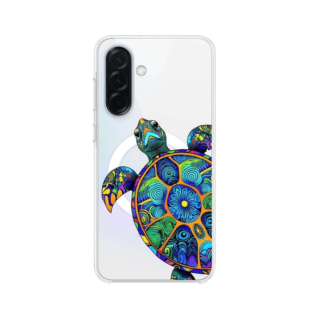 Etui do Samsung Galaxy A36 5G z MagSafe przeźroczyste, silikonowe Flexi, Dzika Mandala, Żółw