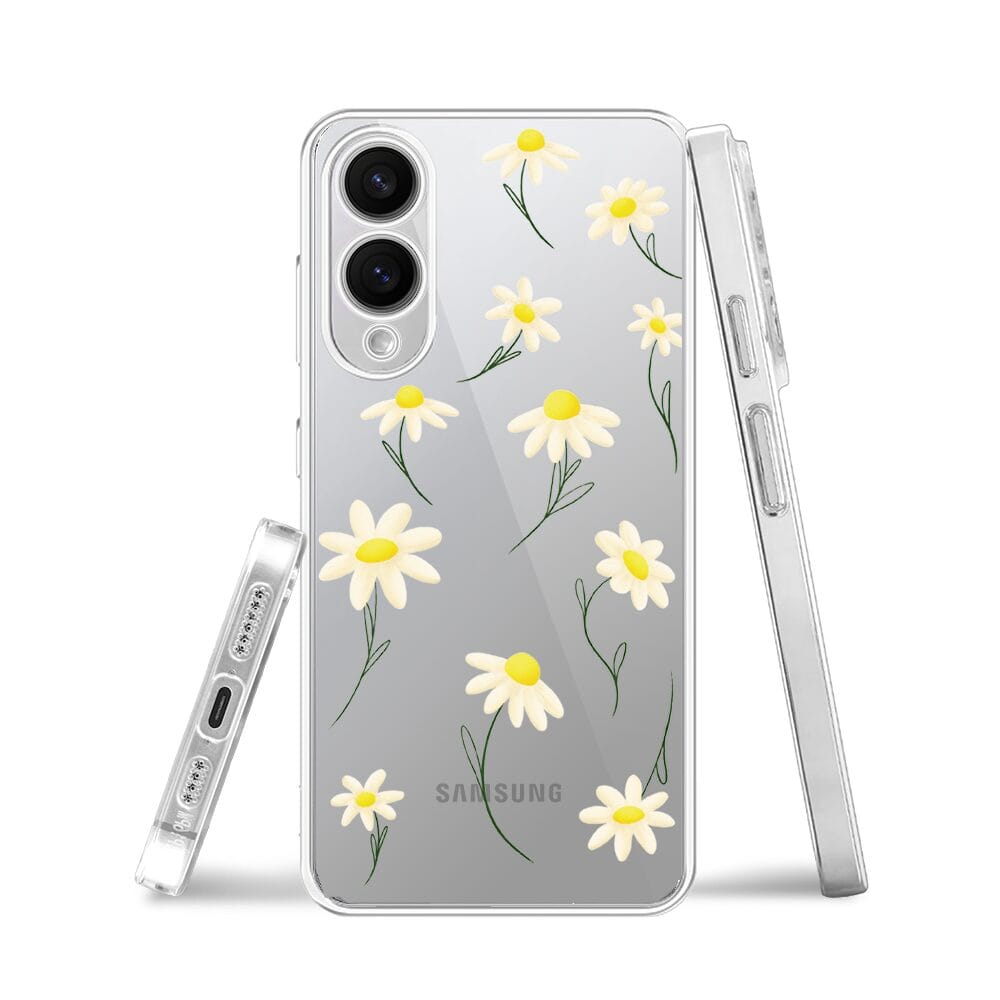 Etui do Samsung Galaxy S25 Edge przeźroczyste, silikonowe Flexi, stokrotki - obrazek 3