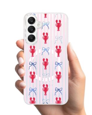 Etui do Samsung Galaxy A25 5G z MagSafe przeźroczyste, silikonowe Flexi, krab i kokardki