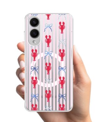 Etui do Samsung Galaxy S25 Edge z MagSafe przeźroczyste, silikonowe Flexi, krab i kokardki