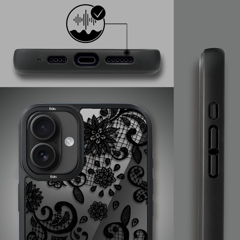 Etui do iPhone 16 IBIZU DropGuard Matt z MagSafe, Midnight, Koronkowa czerń - obrazek 6