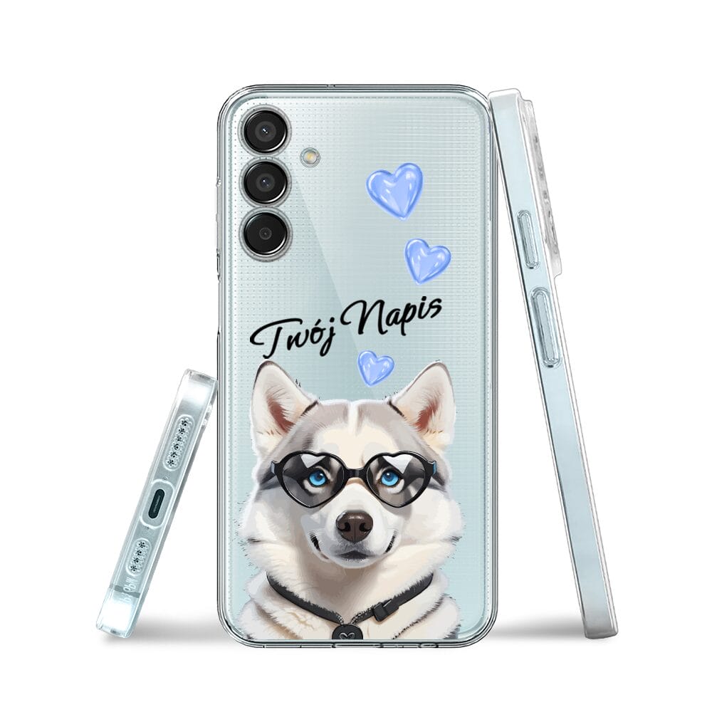 Etui do Samsung Galaxy M15 5G przeźroczyste, silikonowe Flexi, Puppy Love, pies rasy Husky - obrazek 3
