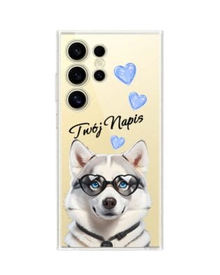 Etui do Samsung Galaxy S24 Ultra przeźroczyste, silikonowe Flexi, Puppy Love, pies rasy Husky