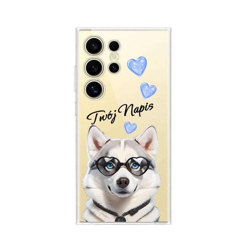 Etui do Samsung Galaxy S24 Ultra przeźroczyste, silikonowe Flexi, Puppy Love, pies rasy Husky