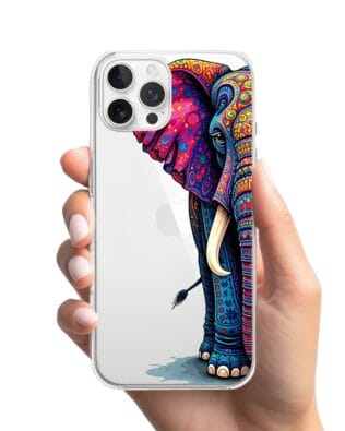 Etui do iPhone 12 Pro Max przeźroczyste, silikonowe Flexi, Dzika Mandala, Słoń