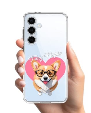 Etui do Samsung Galaxy S24 FE przeźroczyste, silikonowe Flexi, Puppy Love, pies rasy Corgi