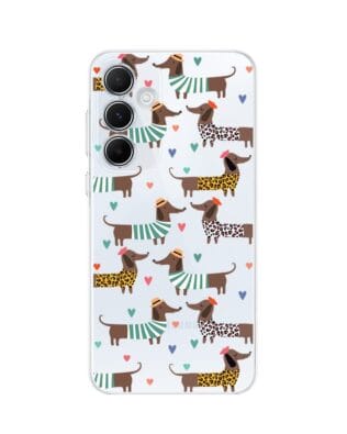 Etui do Samsung Galaxy A35 5G przeźroczyste, silikonowe Flexi, zakochane jamniki