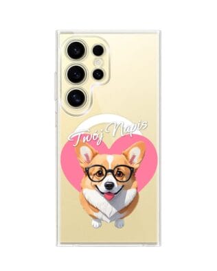 Etui do Samsung Galaxy S24 Ultra z MagSafe przeźroczyste, silikonowe Flexi, Puppy Love, pies rasy Corgi