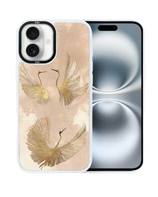Etui do iPhone 16 Plus IBIZU DropGuard Matt z MagSafe, Boho, Złote żurawie