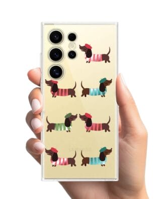 Etui do Samsung Galaxy S24 Ultra przeźroczyste, silikonowe Flexi, jamnik w Paryżu