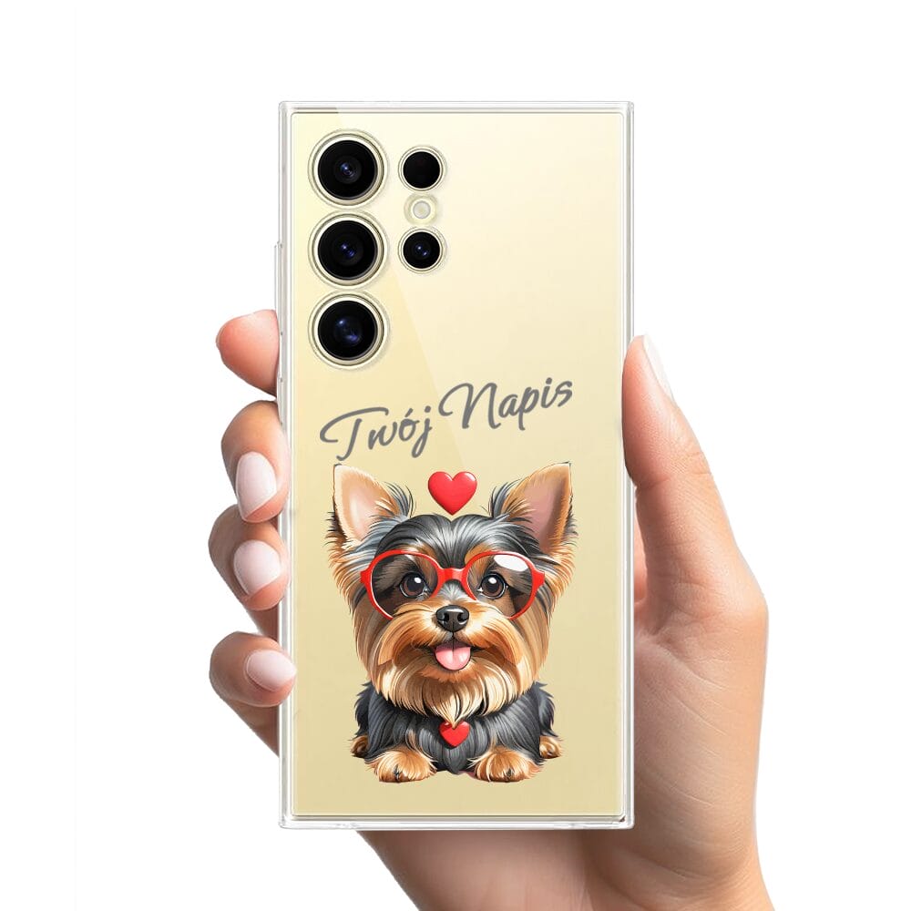 Etui do Samsung Galaxy S24 Ultra przeźroczyste, silikonowe Flexi, Puppy Love, pies rasy York - obrazek 2
