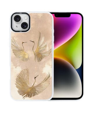 Etui do iPhone 14 Plus IBIZU DropGuard Matt z MagSafe, Boho, Złote żurawie