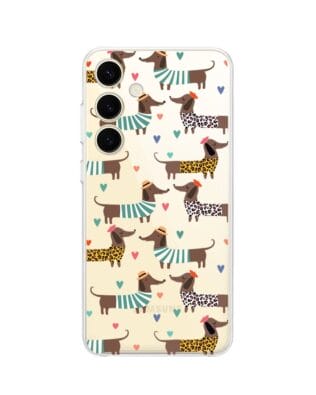 Etui do Samsung Galaxy S24 przeźroczyste, silikonowe Flexi, zakochane jamniki