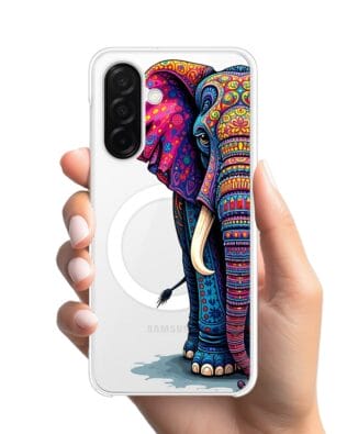 Etui do Samsung Galaxy A26 5G z MagSafe przeźroczyste, silikonowe Flexi, Dzika Mandala, Słoń