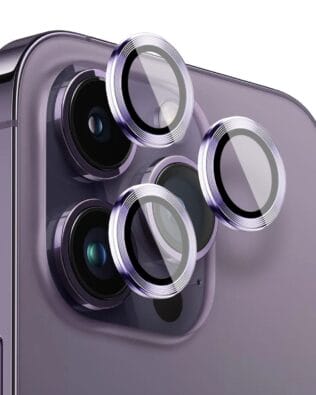 Metalowa osłona obiektywu aparatu ze szkła hartowanego 9H do iPhone 14 Pro, 1 zestaw, głęboka purpura